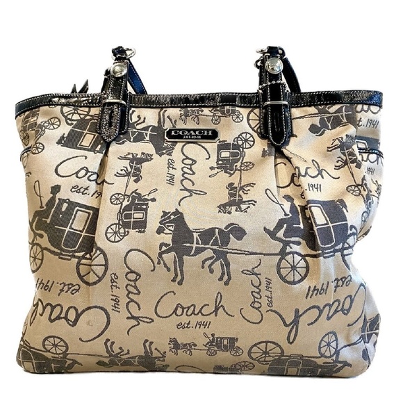 Iconic & Timeless Coach Large Purse / Tote with Classic Stagecoach print - Picture 1 of 11